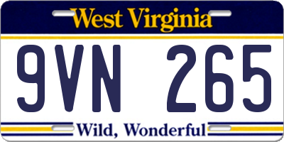 WV license plate 9VN265