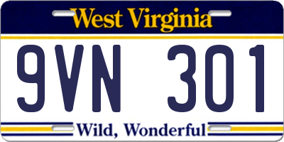 WV license plate 9VN301