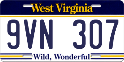 WV license plate 9VN307