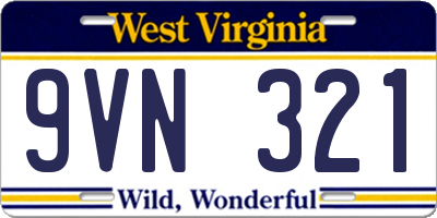 WV license plate 9VN321