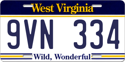 WV license plate 9VN334