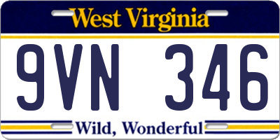 WV license plate 9VN346