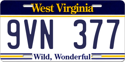 WV license plate 9VN377