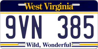WV license plate 9VN385