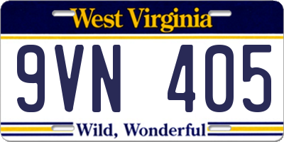 WV license plate 9VN405