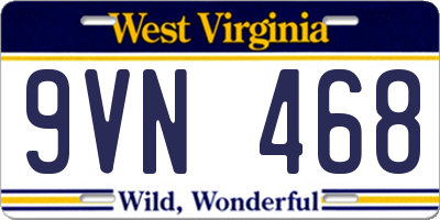 WV license plate 9VN468
