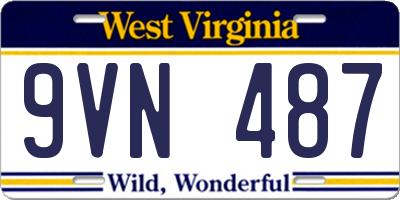WV license plate 9VN487