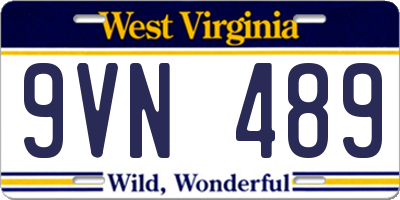WV license plate 9VN489