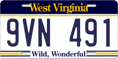 WV license plate 9VN491