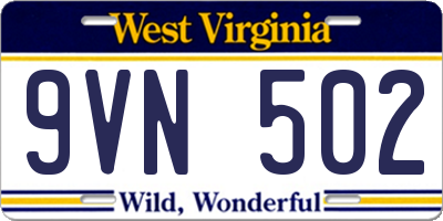 WV license plate 9VN502