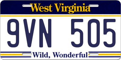 WV license plate 9VN505