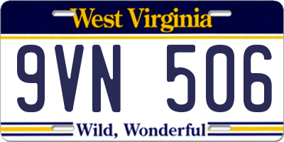 WV license plate 9VN506