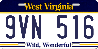 WV license plate 9VN516