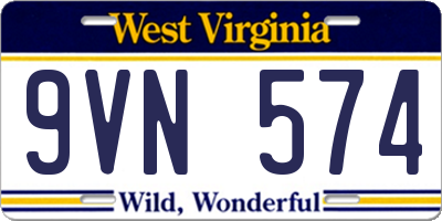 WV license plate 9VN574