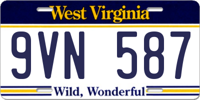WV license plate 9VN587