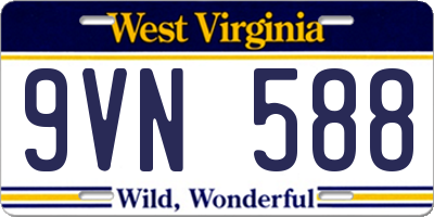 WV license plate 9VN588