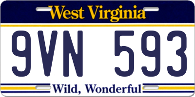 WV license plate 9VN593