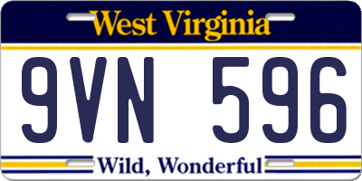 WV license plate 9VN596