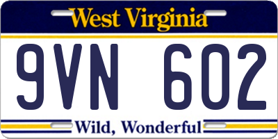 WV license plate 9VN602