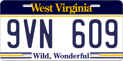 WV license plate 9VN609