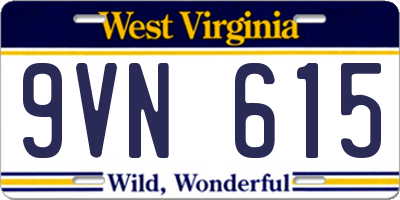 WV license plate 9VN615