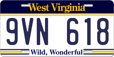 WV license plate 9VN618