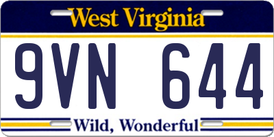 WV license plate 9VN644