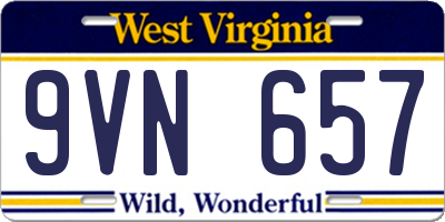 WV license plate 9VN657
