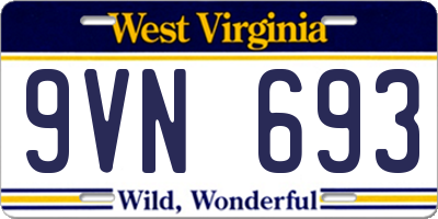 WV license plate 9VN693