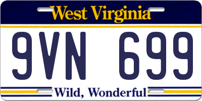 WV license plate 9VN699