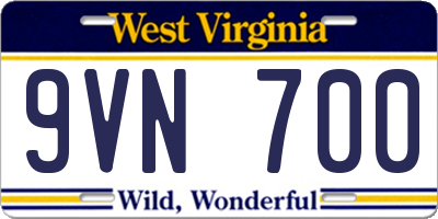 WV license plate 9VN700