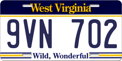 WV license plate 9VN702