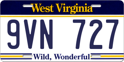 WV license plate 9VN727
