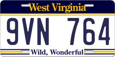 WV license plate 9VN764