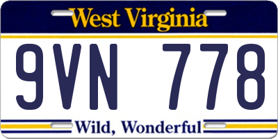 WV license plate 9VN778