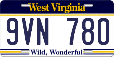 WV license plate 9VN780