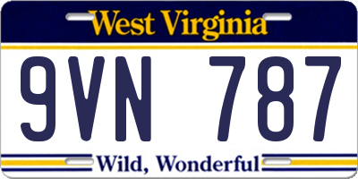 WV license plate 9VN787