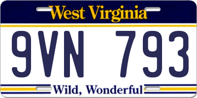WV license plate 9VN793
