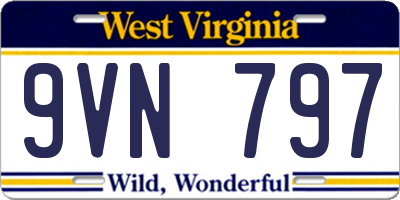 WV license plate 9VN797