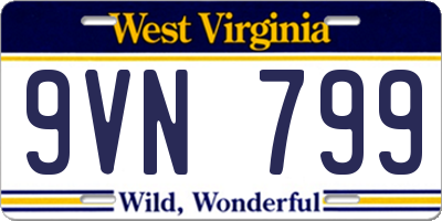 WV license plate 9VN799