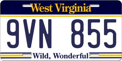 WV license plate 9VN855