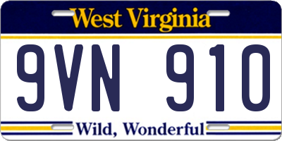 WV license plate 9VN910