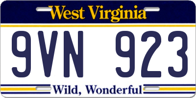 WV license plate 9VN923