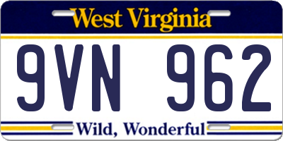 WV license plate 9VN962
