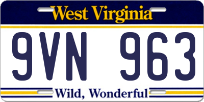 WV license plate 9VN963