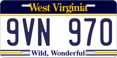 WV license plate 9VN970