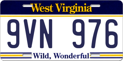 WV license plate 9VN976