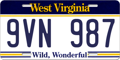 WV license plate 9VN987