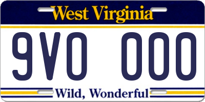 WV license plate 9VO000