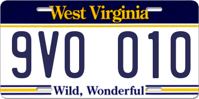 WV license plate 9VO010